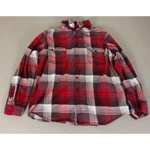 Mossimo Supply Co Flannel Shirt Heavy Men's XXL Plaid Long Sleeve Button Up Red